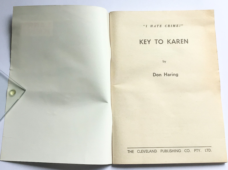 Larry Kent Key to Karen Australian Detective paperback book No699